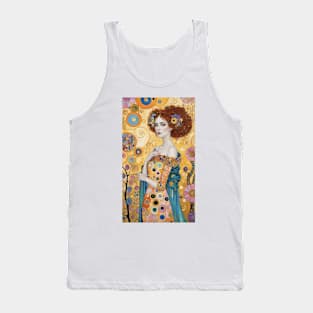 Gustav Klimt's Golden Aura: Inspired Woman in Ethereal Majesty Tank Top